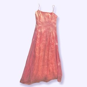 beautiful floor length pink iridescent gown